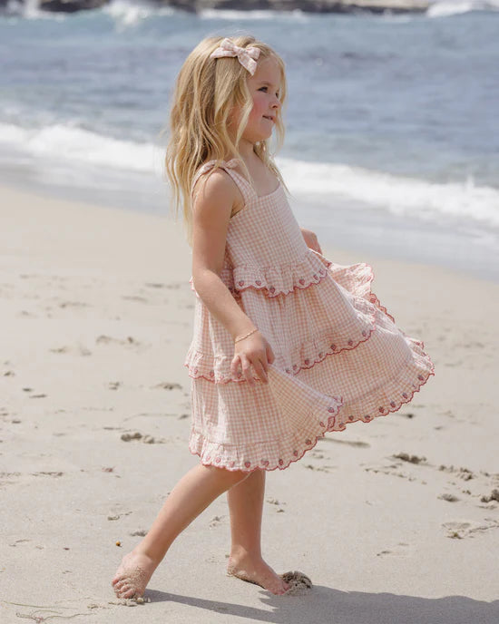 RYLEE + CRU RUFFLED SWING DRESS - PETAL GINGHAM