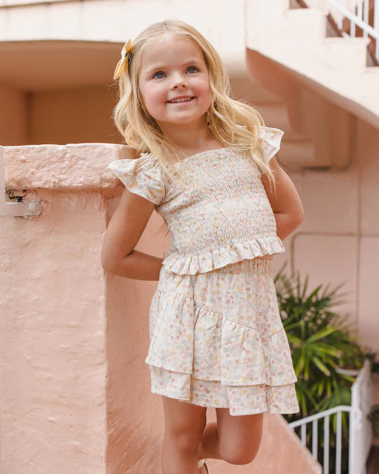 RYLEE + CRU TIERED MINI SKIRT - SUMMER GARDEN