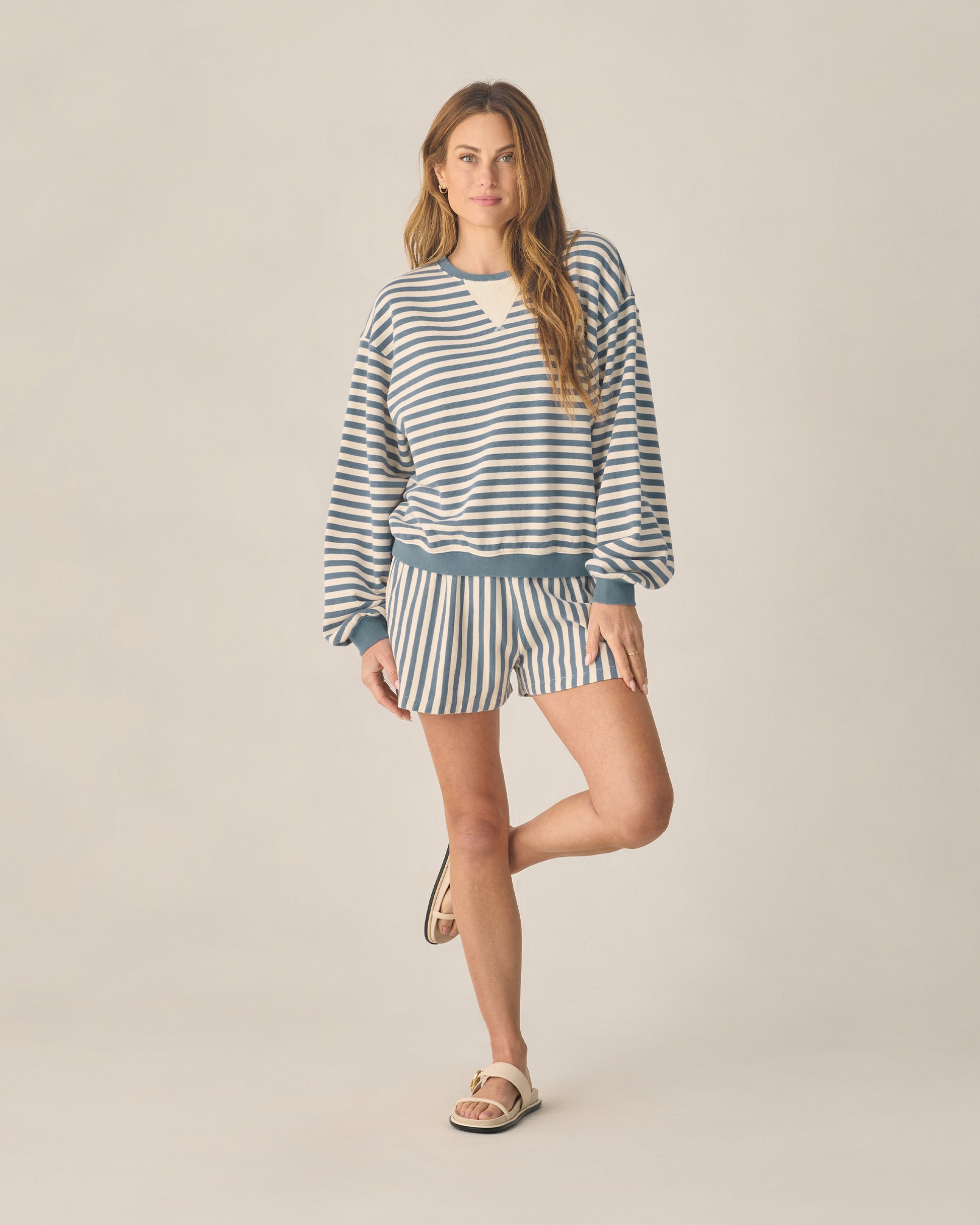 RYLEE + CRU OVERSIZED CREW + SHORT SET - MARINE