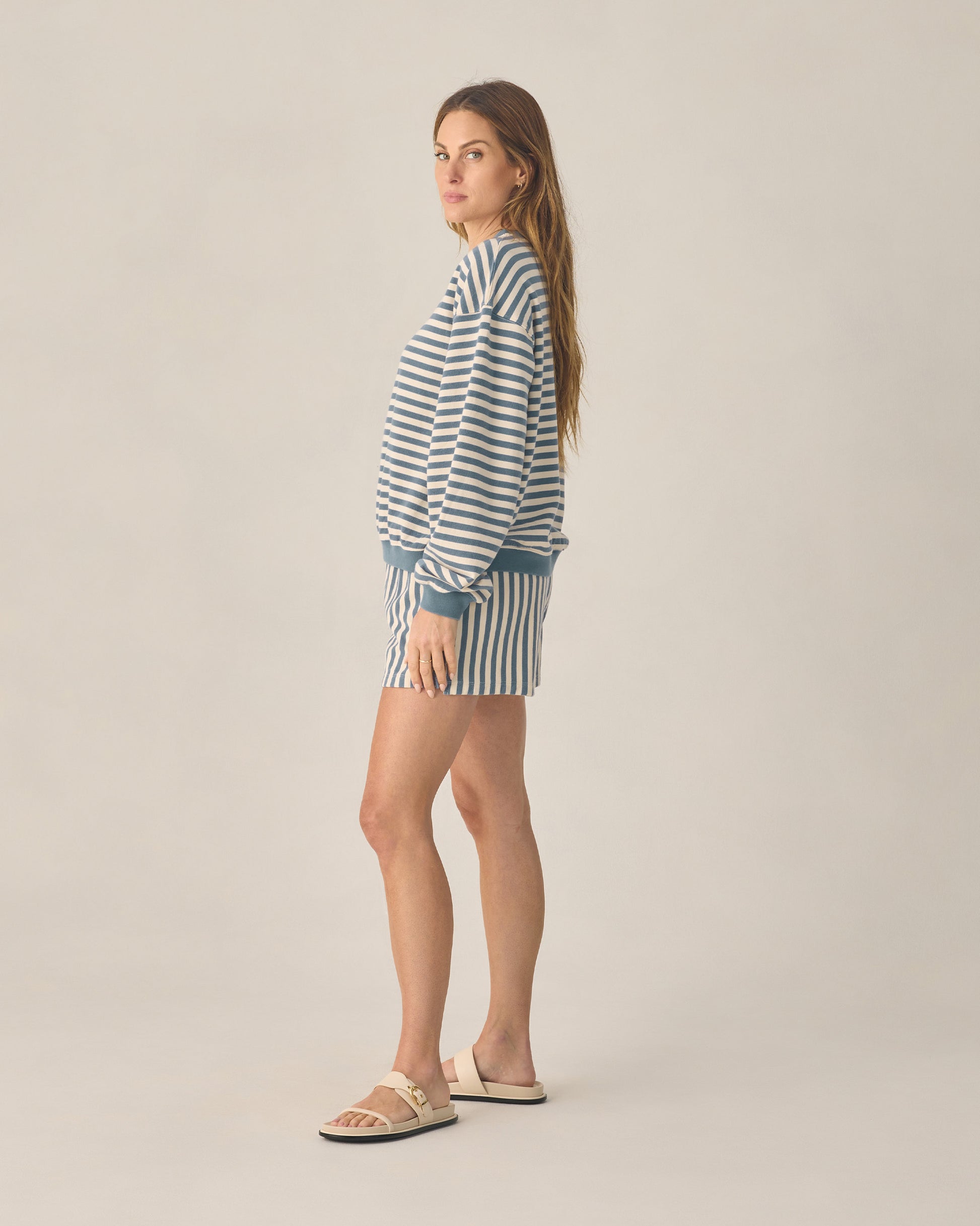RYLEE + CRU OVERSIZED CREW + SHORT SET - MARINE