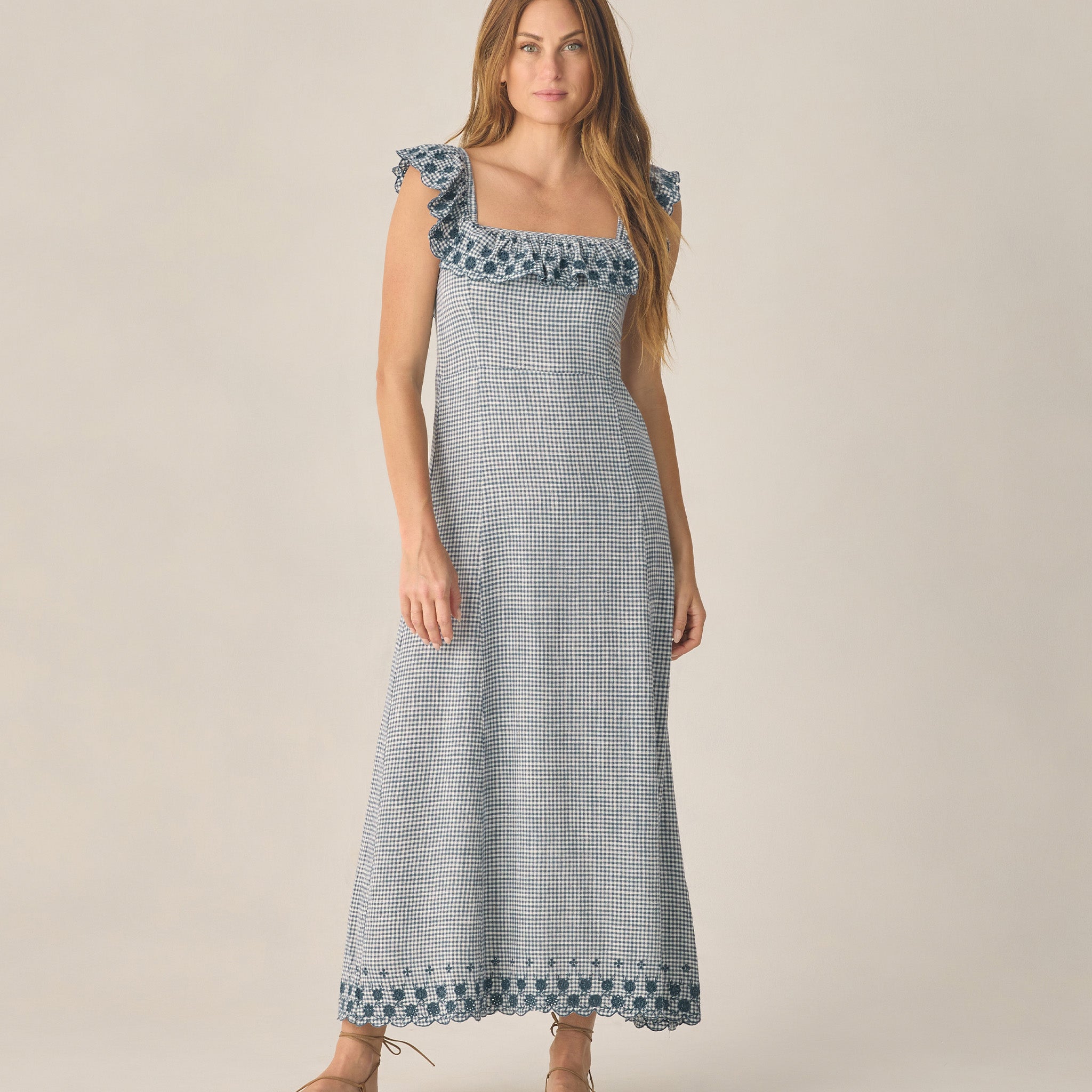 RYLEE + CRU BIANCA DRESS - MARINE GINGHAM