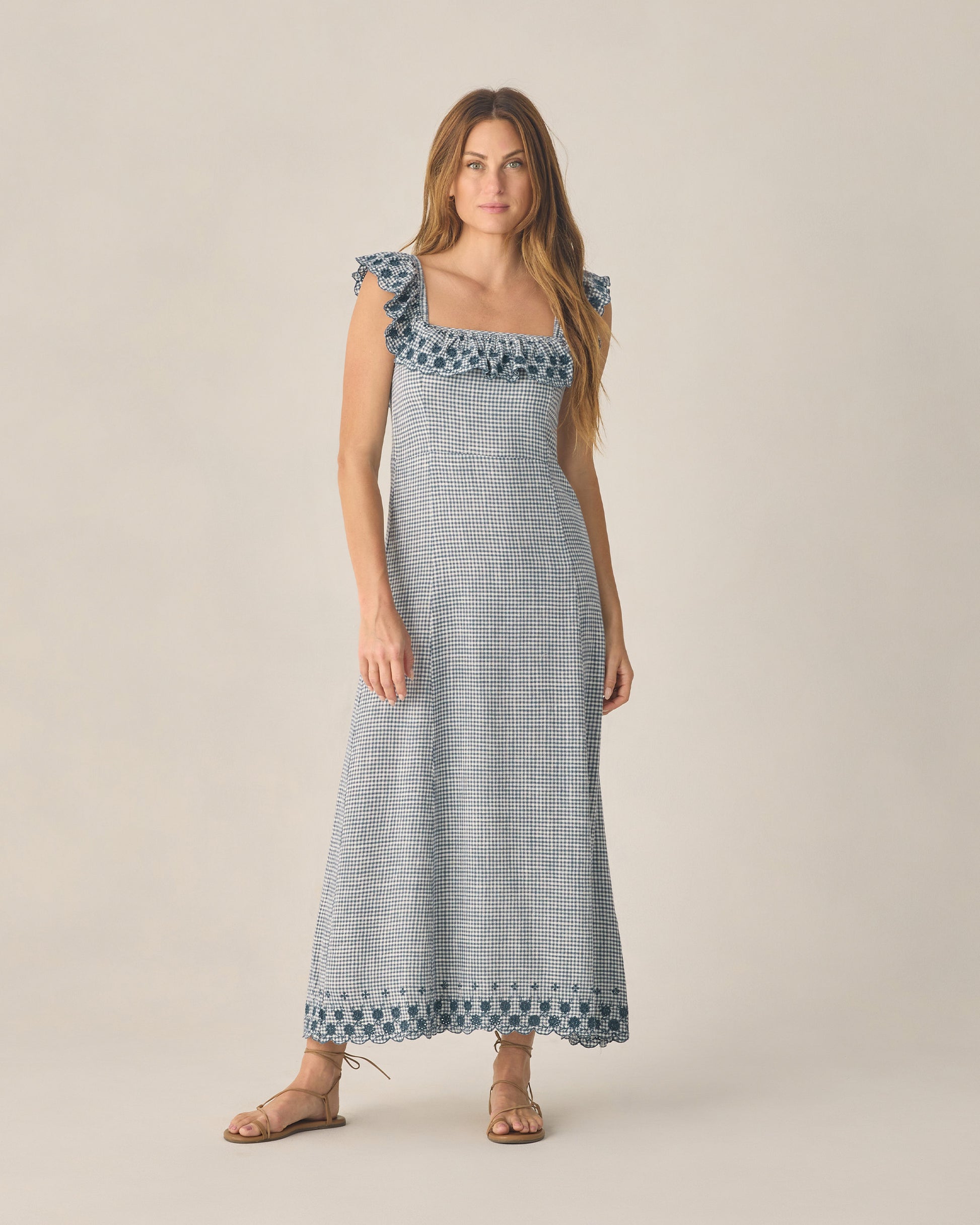 RYLEE + CRU BIANCA DRESS - MARINE GINGHAM