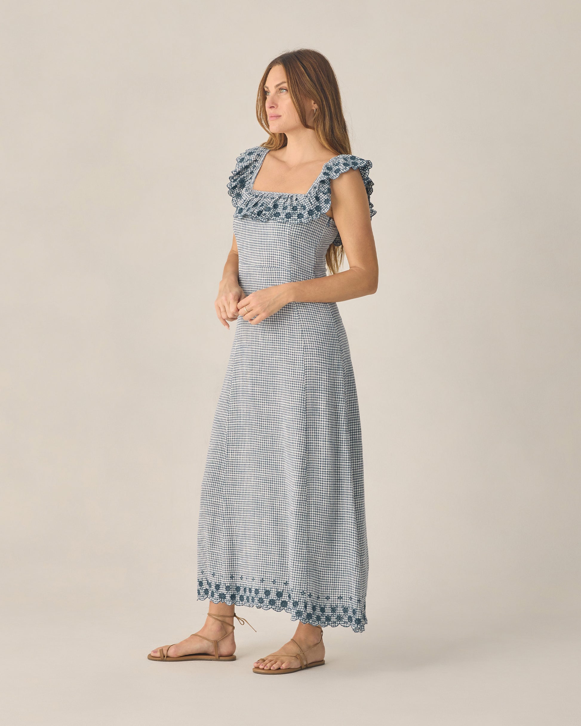 RYLEE + CRU BIANCA DRESS - MARINE GINGHAM