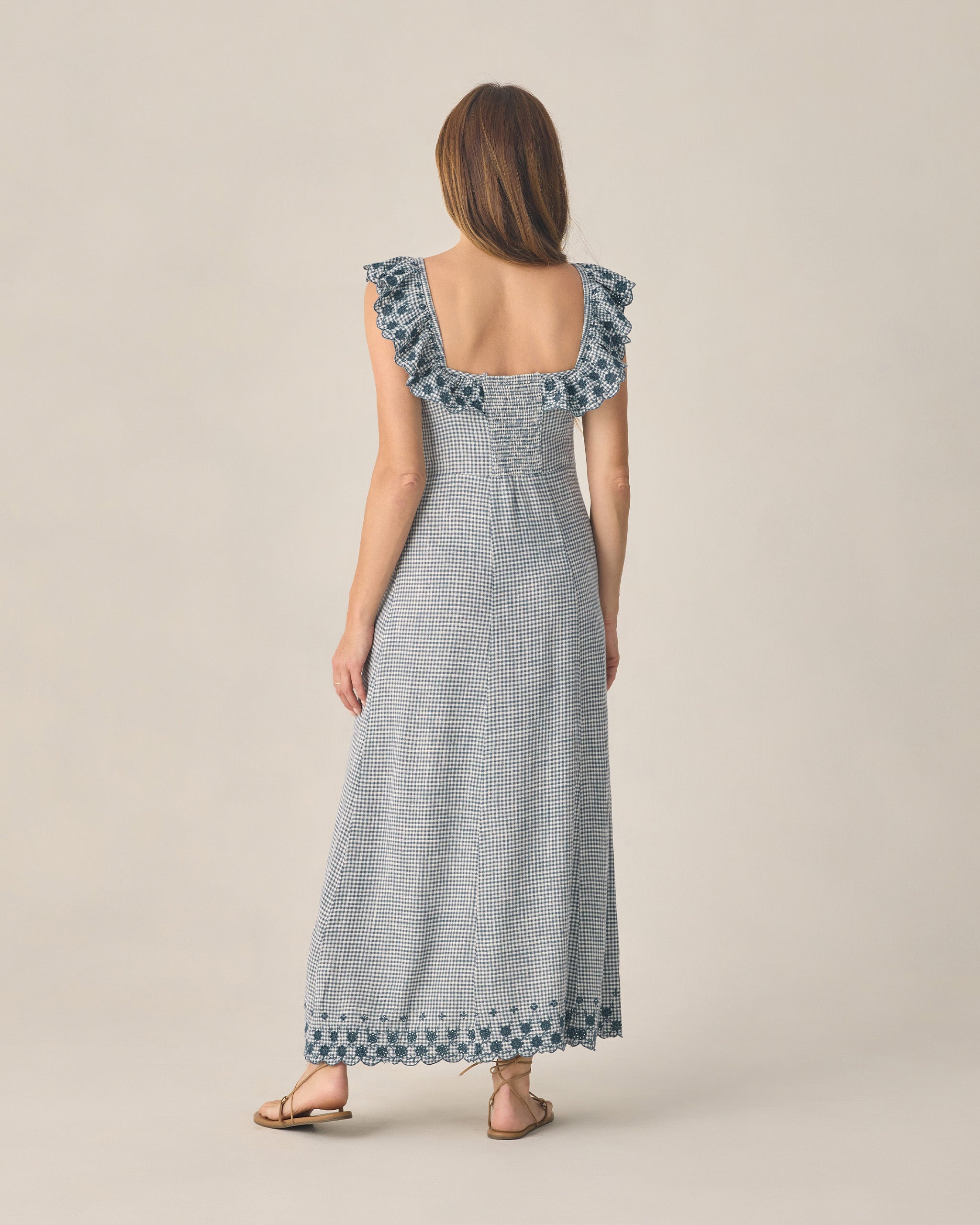 RYLEE + CRU BIANCA DRESS - MARINE GINGHAM