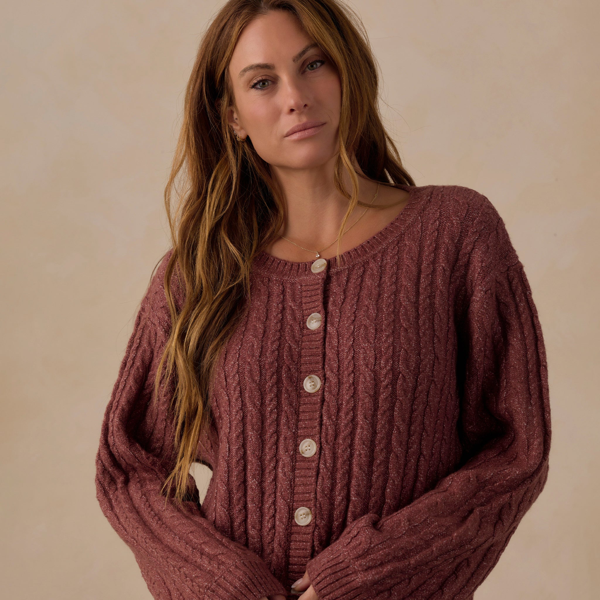 RYLEE + CRU CHEYENNE CARDIGAN - MULBERRY