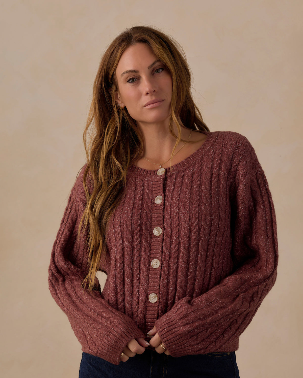 RYLEE + CRU CHEYENNE CARDIGAN - MULBERRY