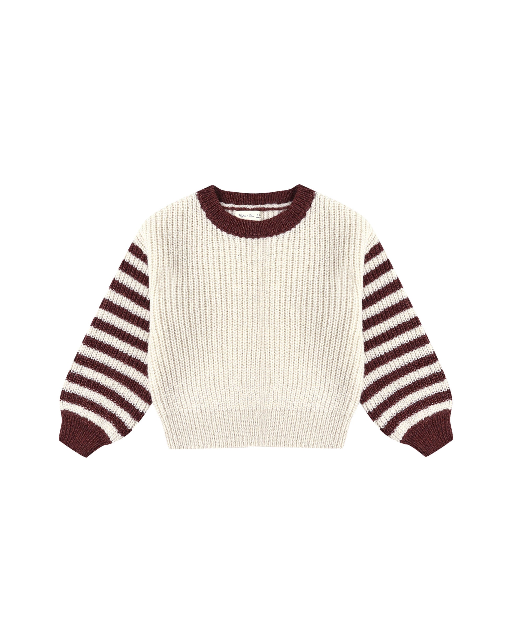 RYLEE + CRU ASPEN SWEATER - BURGANDY STRIPE