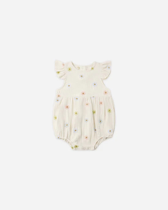 RYLEE + CRU AMELIA ROMPER - EMBROIDERED DAISIES