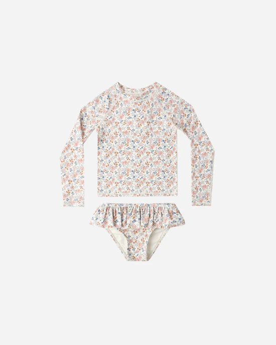 RYLEE + CRU RASHGAURD GIRLS SET - FLOWERS FIELDS