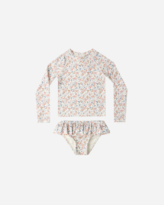 RYLEE + CRU RASHGAURD GIRLS SET - FLOWERS FIELDS