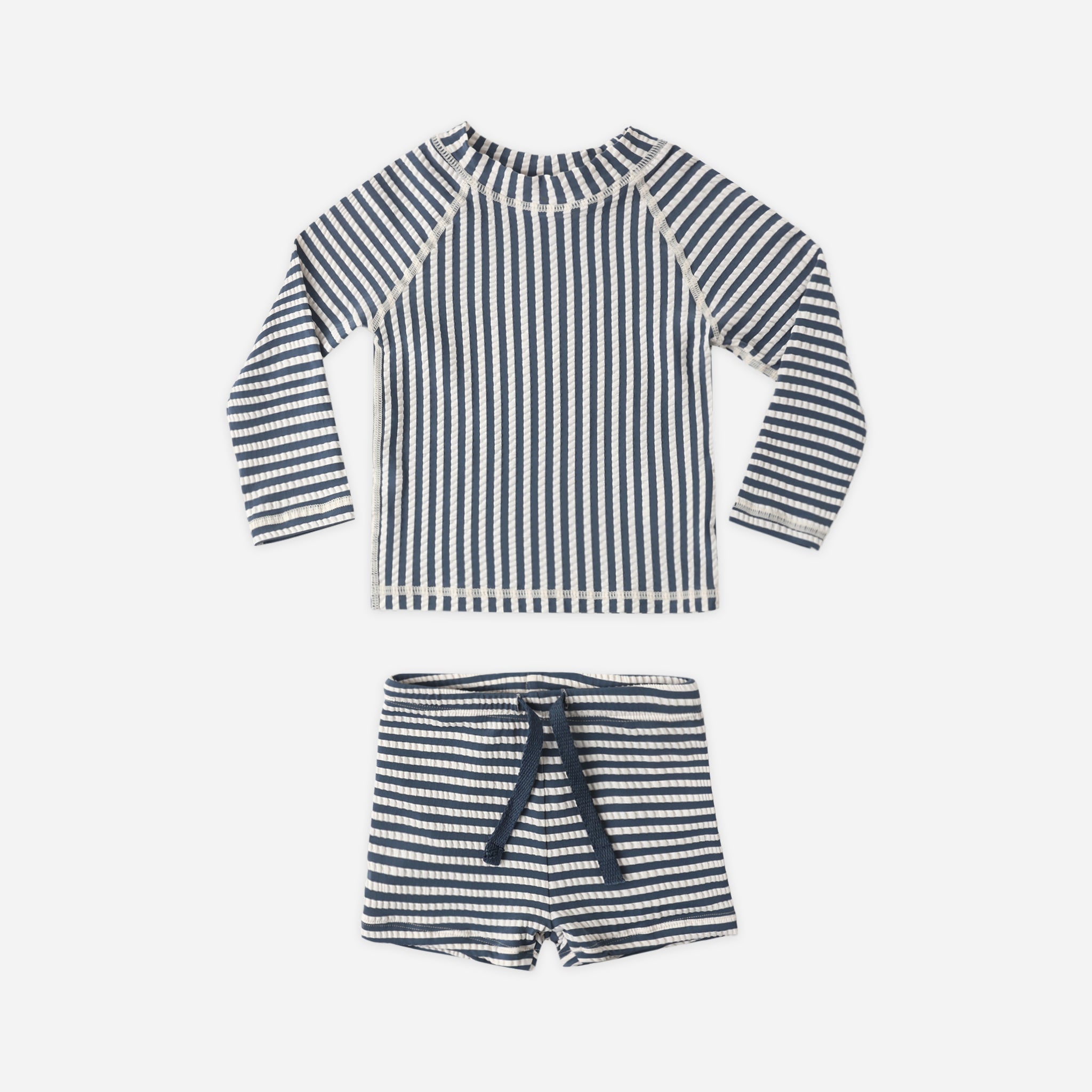 RYLEE + CRU RASHGUARD SET - NAVY STRIPE
