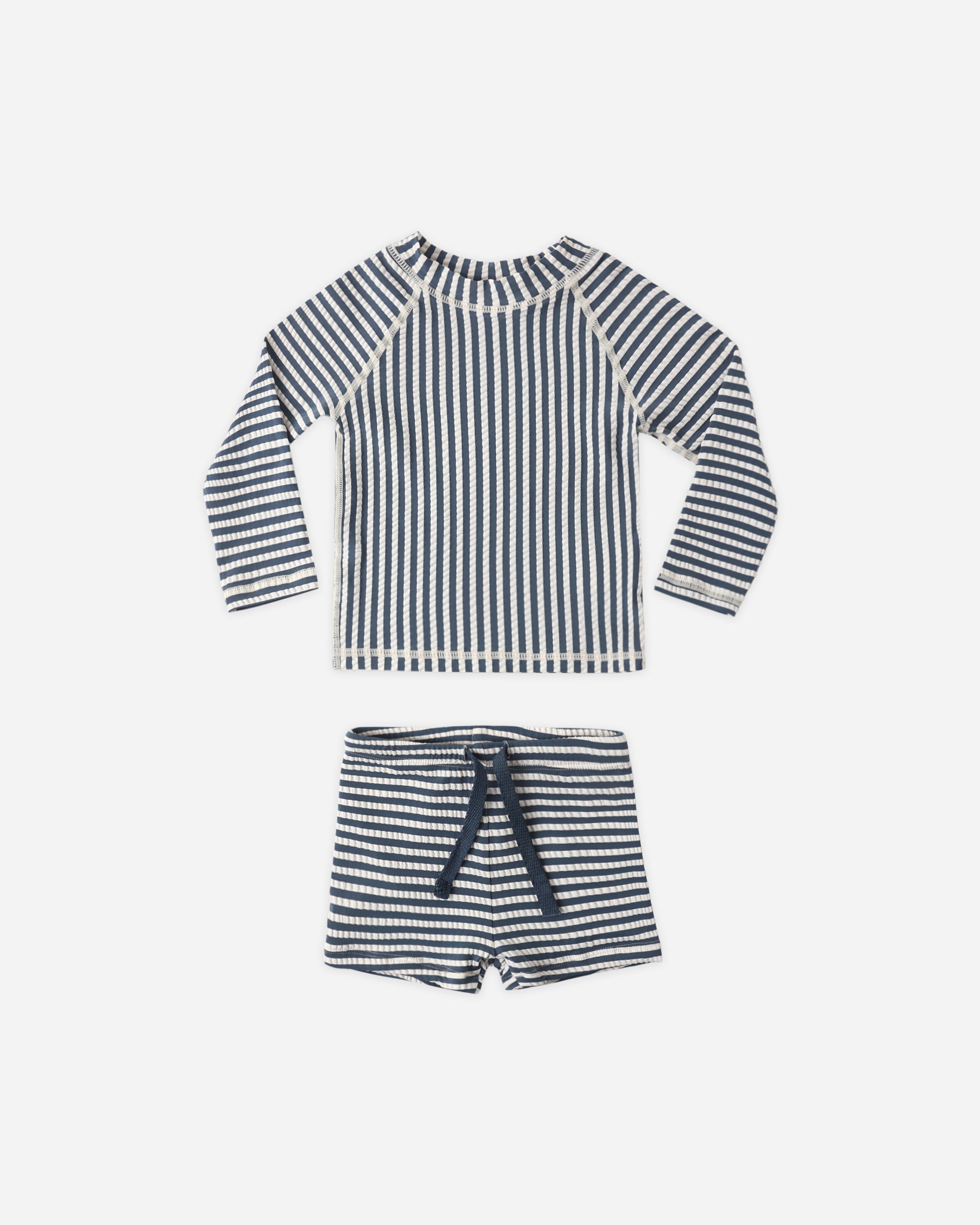 RYLEE + CRU RASHGUARD SET - NAVY STRIPE