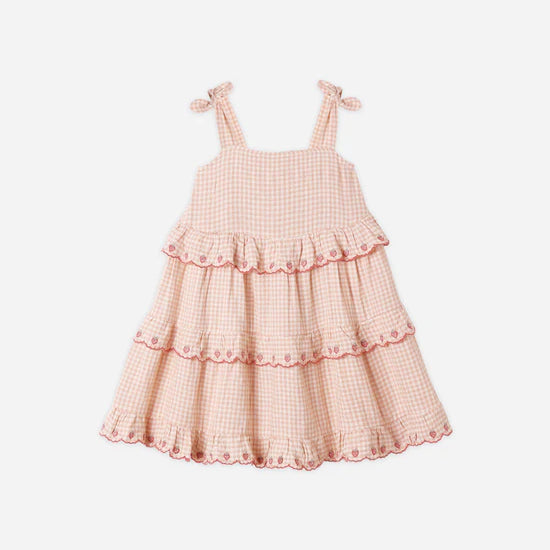 RYLEE + CRU RUFFLED SWING DRESS - PETAL GINGHAM