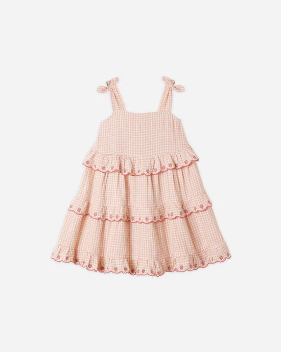 RYLEE + CRU RUFFLED SWING DRESS - PETAL GINGHAM