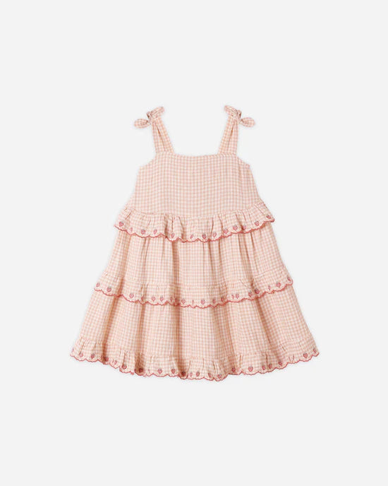 RYLEE + CRU RUFFLED SWING DRESS - PETAL GINGHAM