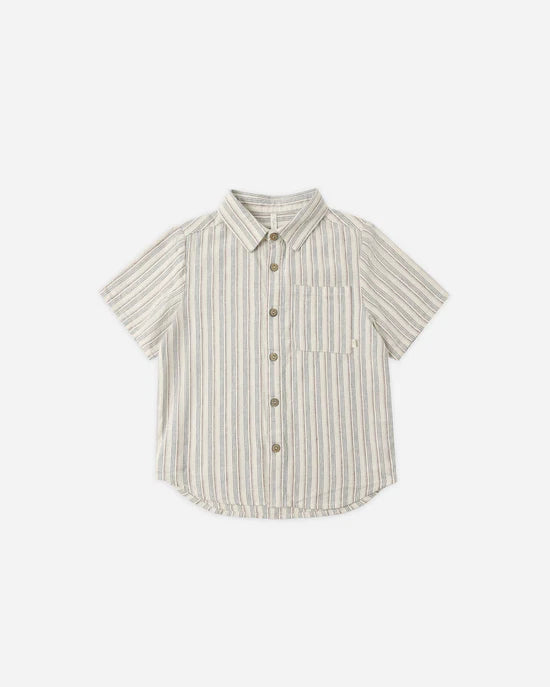 RYLEE + CRU COLLARED SHORT SLEEVE SHIRT - NAUTICAL STRIPE