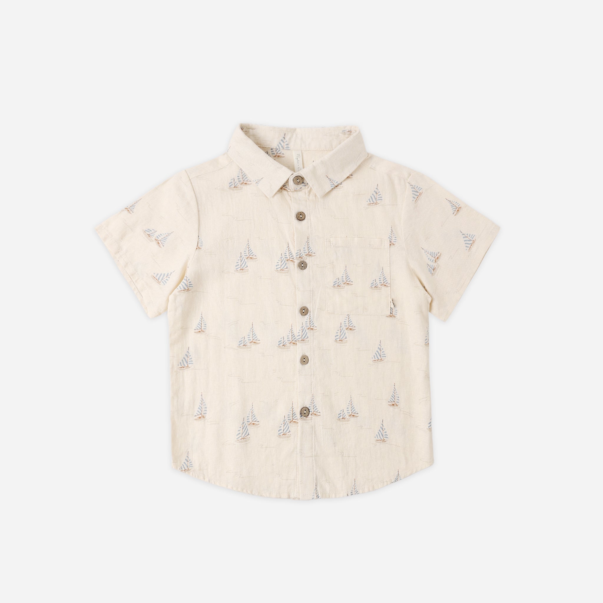 RYLEE + CRU COLLARED SHORT SLEEVED SHIRT - SAIL