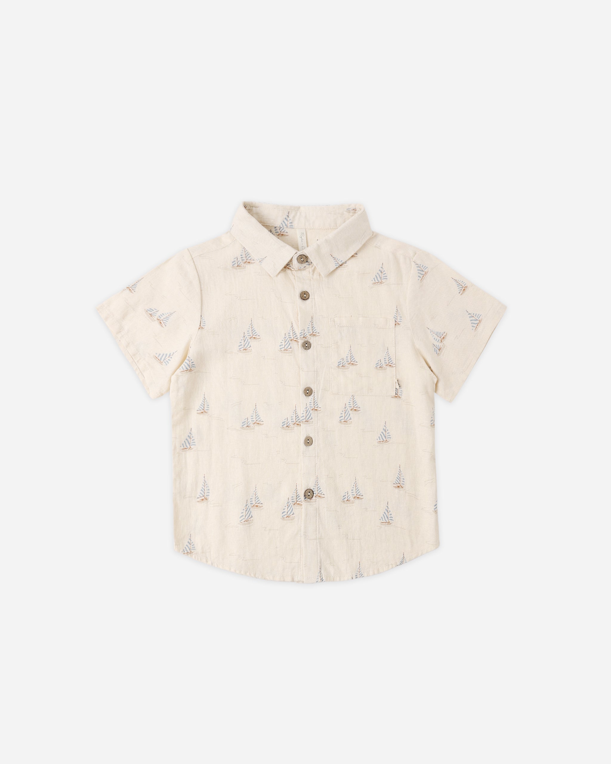 RYLEE + CRU COLLARED SHORT SLEEVED SHIRT - SAIL