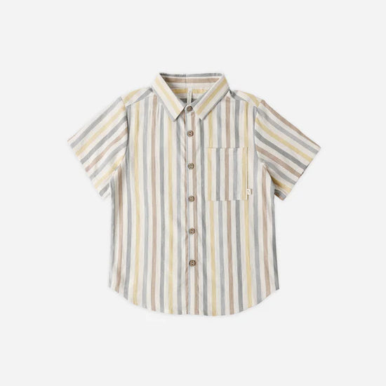 RYLEE + CRU COLLARED SHORT SLEEVE SHIRT - VALENCIA STRIPE