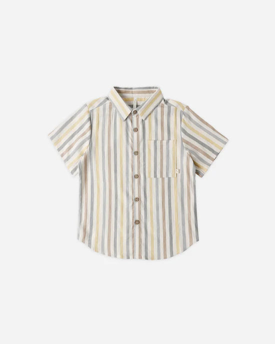 RYLEE + CRU COLLARED SHORT SLEEVE SHIRT - VALENCIA STRIPE