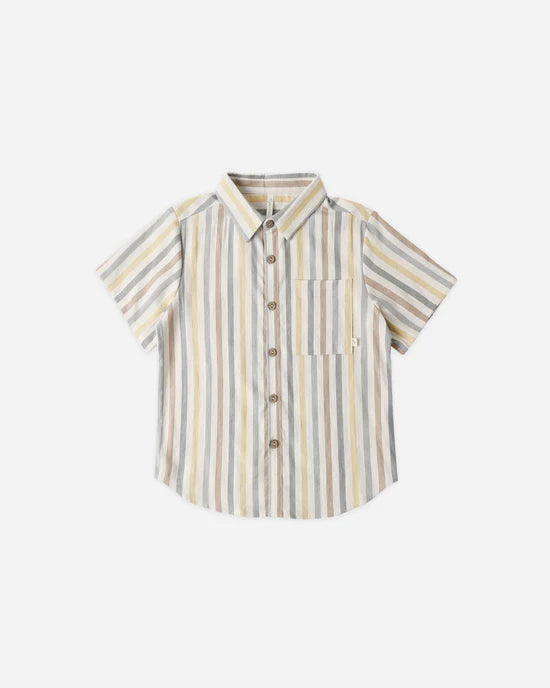 RYLEE + CRU COLLARED SHORT SLEEVE SHIRT - VALENCIA STRIPE