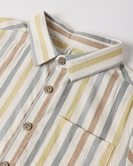 RYLEE + CRU COLLARED SHORT SLEEVE SHIRT - VALENCIA STRIPE
