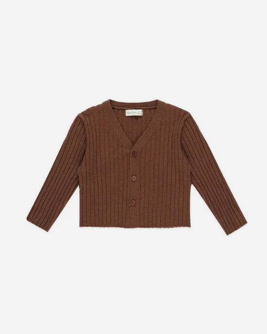 RYLEE + CRU LONG SLEEVE KNIT BUTTON TOP - BROWN
