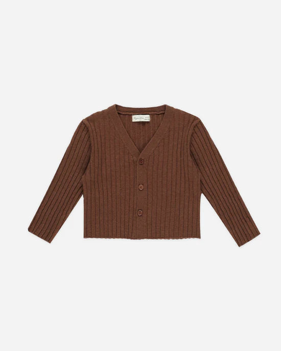 RYLEE + CRU LONG SLEEVE KNIT BUTTON TOP - BROWN