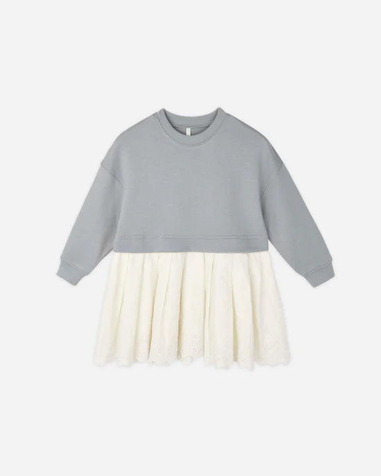 RYLEE + CRU SWEATSHIRT DRESS - DUSTY BLUE