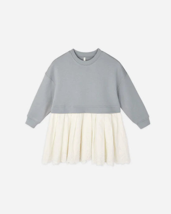 RYLEE + CRU SWEATSHIRT DRESS - DUSTY BLUE