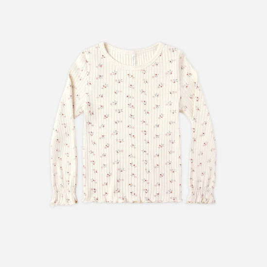 RYLEE + CRU RIBBED LONG SLEEVE TOP - NATURAL DITSY