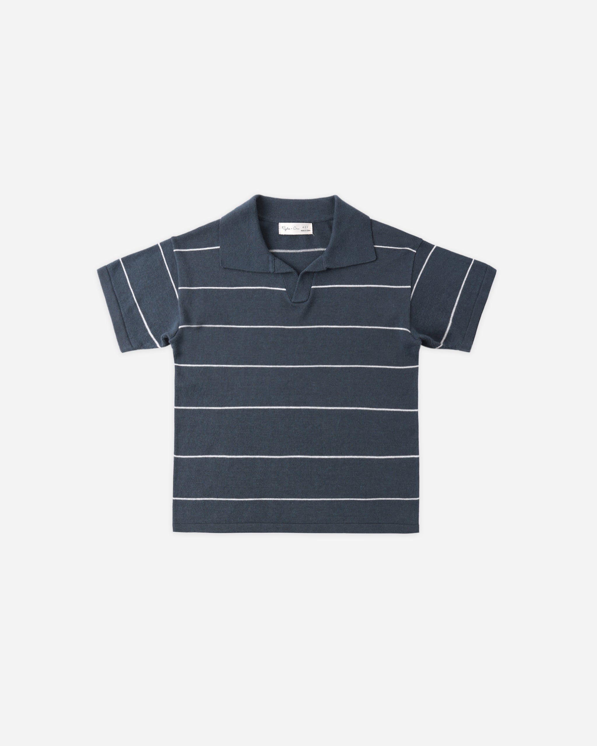 RYLEE + CRU CHANDLER KNIT POLO - NAVY STRIPE