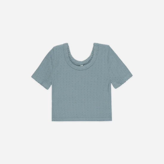 RYLEE + CRU POINTELLE TEE - OCEAN
