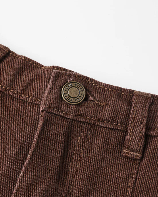 RYLEE + CRU PLEATED DENIM SKIRT - WASHED BROWN
