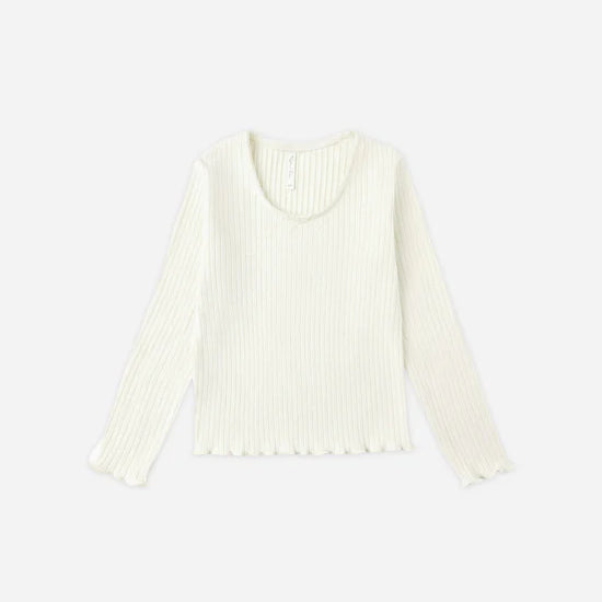 RYLEE + CRU RIBBED LONG SLEEVE - IVORY