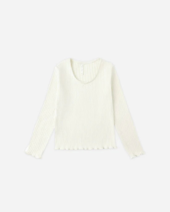 RYLEE + CRU RIBBED LONG SLEEVE - IVORY