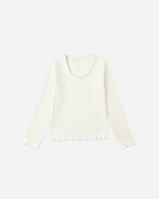 RYLEE + CRU RIBBED LONG SLEEVE - IVORY