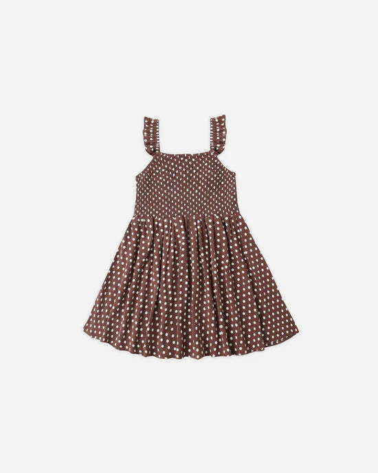 RYLEE + CRU LAINEY DRESS - CHOCOLATE POLKA DOT
