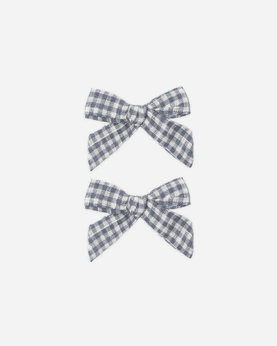 RYLEE + CRU 2PK BOWS - MARINE GINGHAM