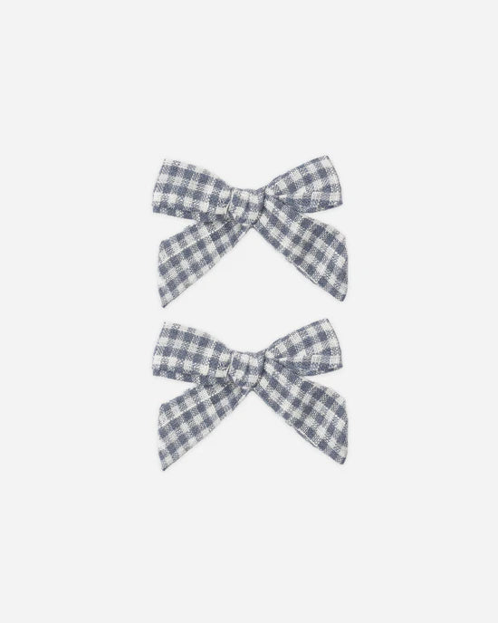 RYLEE + CRU 2PK BOWS - MARINE GINGHAM
