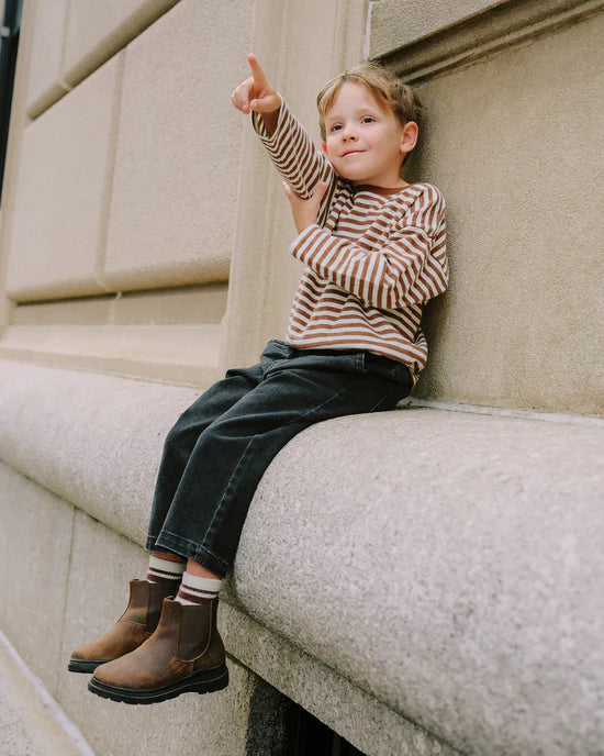 RYLEE + CRU CAMDEN LONG SLEEVE - BROWN STRIPE