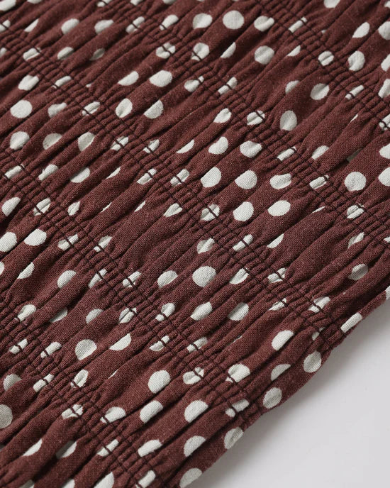 RYLEE + CRU DARIA DRESS - CHOCOLATE POLKA DOT