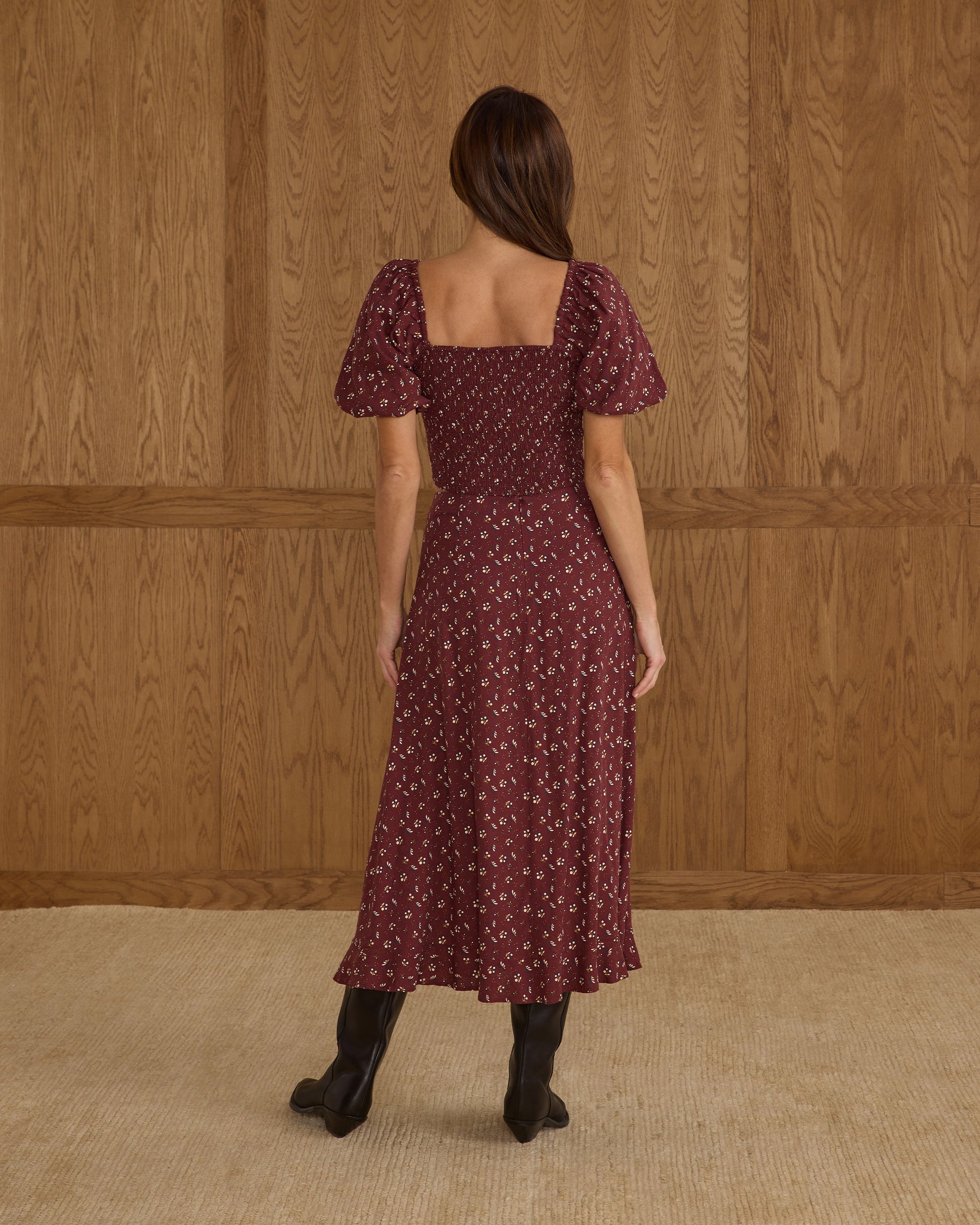 RYLEE + CRU BUTTON SLIT SKIRT - HARVEST BERRY