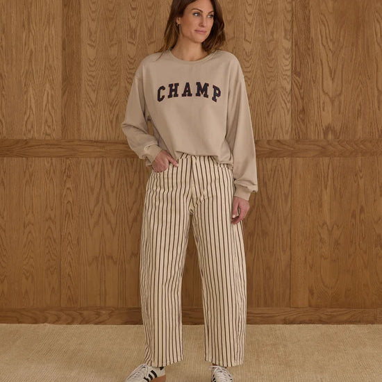 RYLEE + CRU BARREL PANT - BURGANDY PINSTRIPE