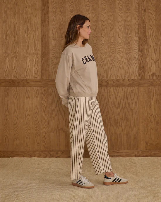 RYLEE + CRU BARREL PANT - BURGANDY PINSTRIPE