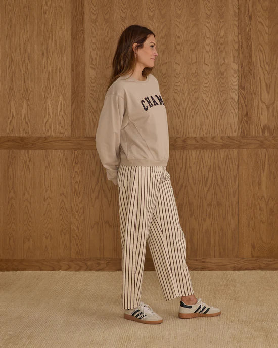 RYLEE + CRU BARREL PANT - BURGANDY PINSTRIPE
