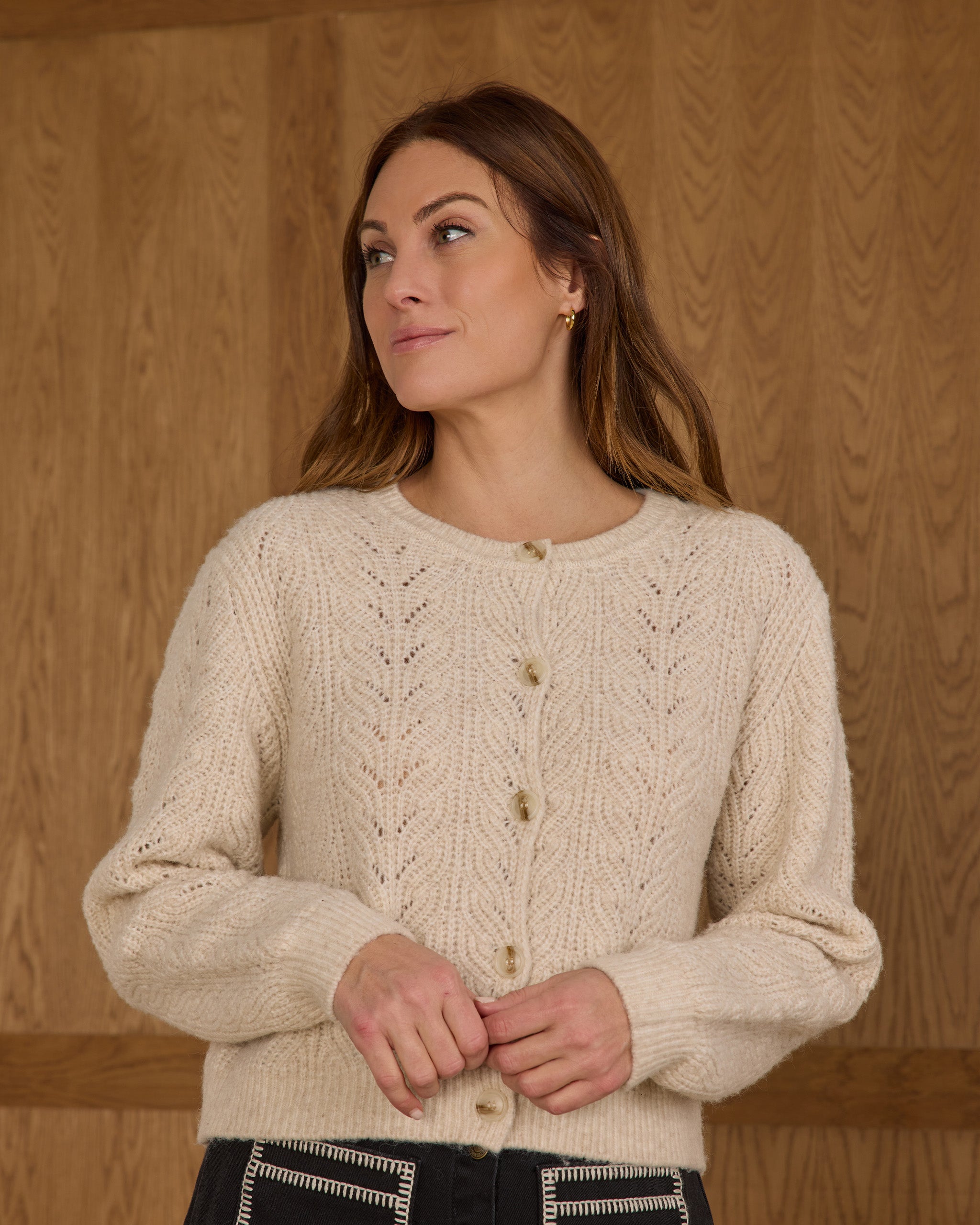 RYLEE + CRU CHEYENNE CARDIGAN - HEATHERED OATMEAL
