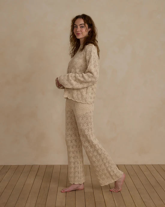 RYLEE + CRU CROCHET PULLOVER - NATURAL