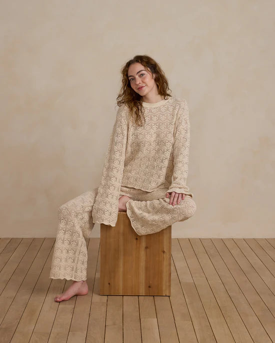 RYLEE + CRU CROCHET PULLOVER - NATURAL