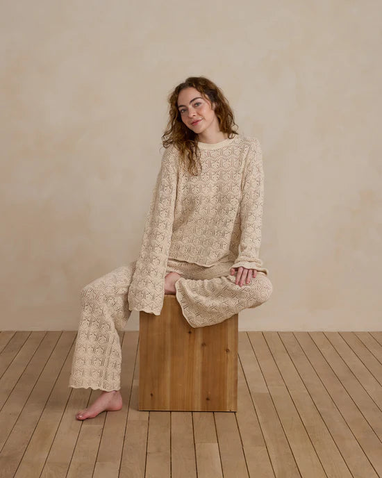 RYLEE + CRU CROCHET PULLOVER - NATURAL